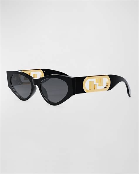 Fendi FF Cutout Oval Acetate Sunglasses 